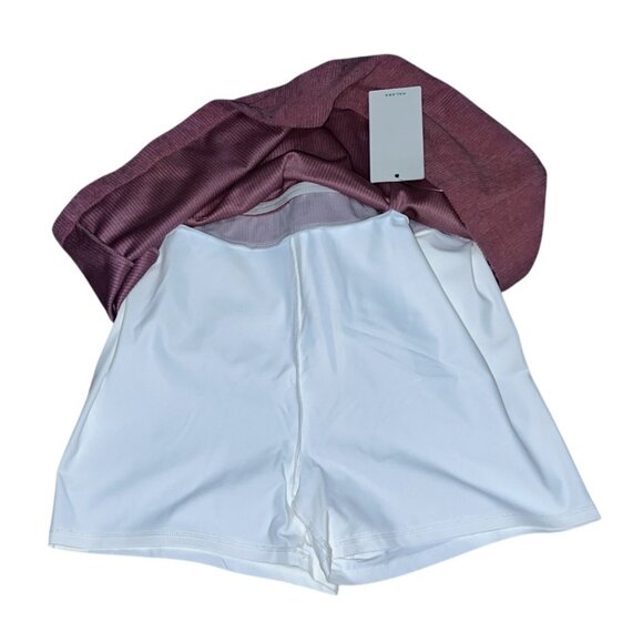 Halara High Waisted Corduroy Casual Skirt Sz Large Pink Invisible Zipper 2-in-1 - Picture 5 of 9